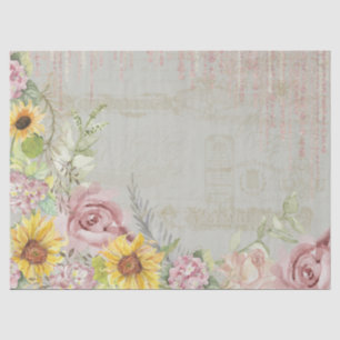 Vintages Script Floral Hydrangeas Wasserfarbensage Seidenpapier