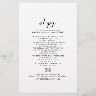 Vintages Script I Spy Wedding Foto Scavenger Hunt Flyer
