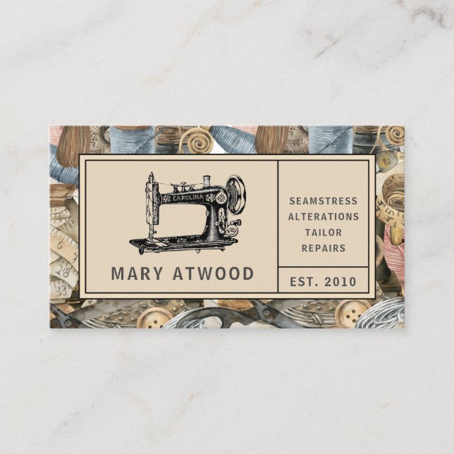 Vintages Seamstress Schneiden Visitenkarte (Vorderseite)