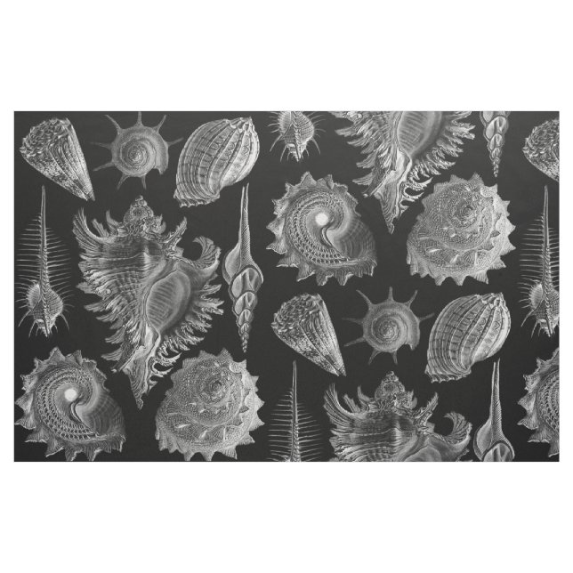 Vintages Seashells-Schwarzes Stoff (Fat Quarter (45,7 x 55,9 cm))