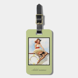 Vintages SeeButton-oben mit prägeartigem Monogramm Gepäckanhänger