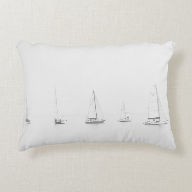 Vintages SeeFoto der schwarzen u. weißen Dekokissen (Vorderseite)