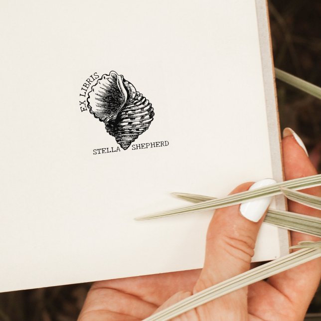 Vintages Seekonchbuch Ex Libris Gummistempel (Von Creator hochgeladen)