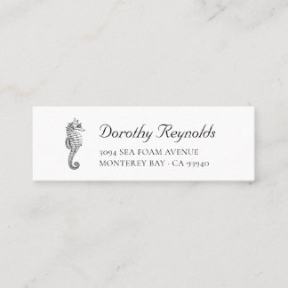Vintages Seepferd mit Elegant Script Schriftart. Mini Visitenkarte