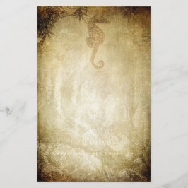 Vintages Seepferd und Bambusspieß Briefpapier