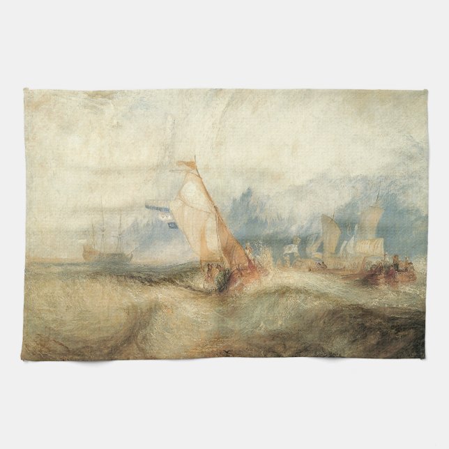 Vintages Seeschiff Seascape von Joseph Turner Geschirrtuch (Horizontal)