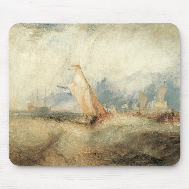 Vintages Seeschiff Seascape von Joseph Turner Mousepad (Vorne)
