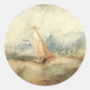 Vintages Seeschiff Seascape von Joseph Turner Runder Aufkleber
