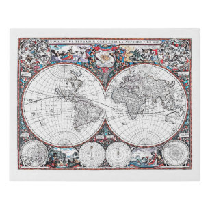 Vintages Seeseeatlas-Antiken-Weltkarten-Diagramm Künstlicher Leinwanddruck