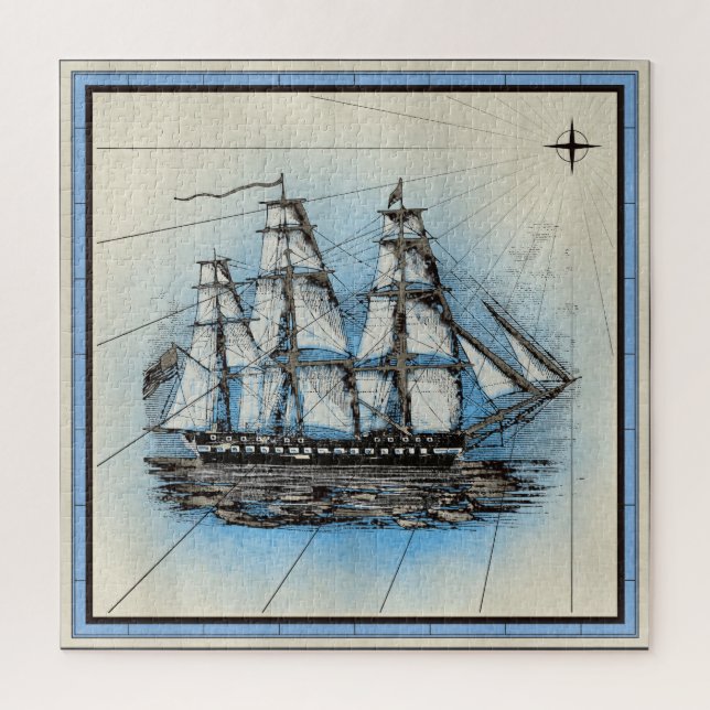 Vintages Segel-Segelboot Puzzle (Vertikal)