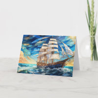 Vintages Segelboot aus Glas im Ozean