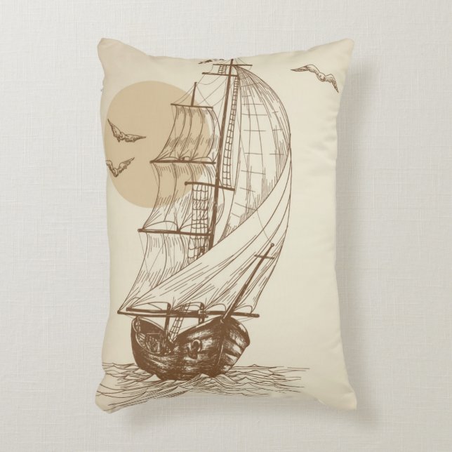 Vintages Segelboot Dekokissen (Vorderseite(Vertikal))