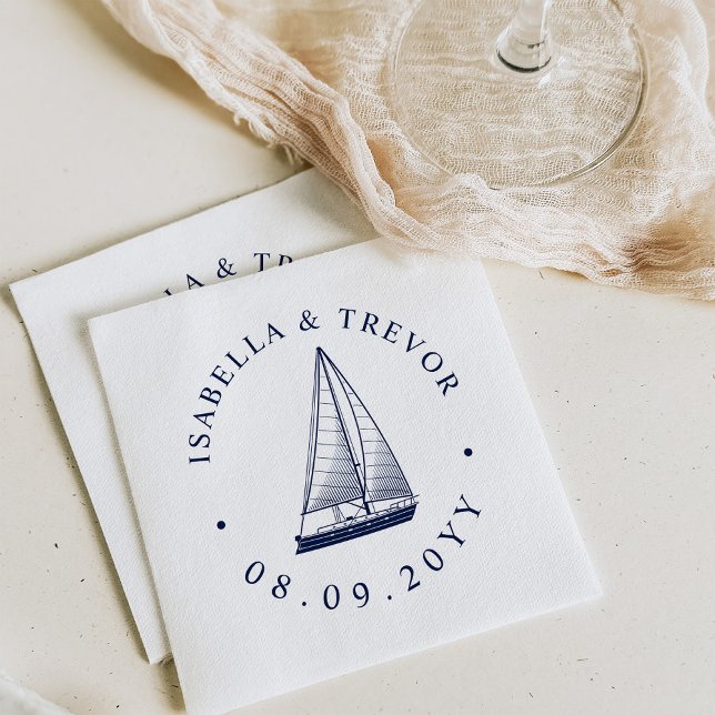 Vintages Segelboot | Nautical Wedding Napkins Serviette (Von Creator hochgeladen)