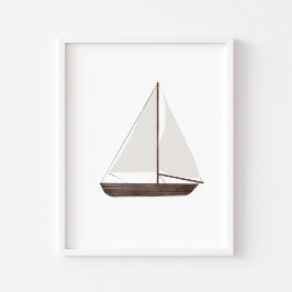 Vintages Segelbootposter mit Wasserfarbe Poster