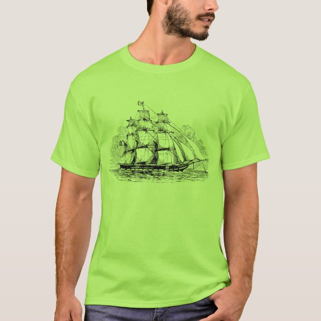Vintages Segeln-Schiff T-Shirt (Vorderseite)