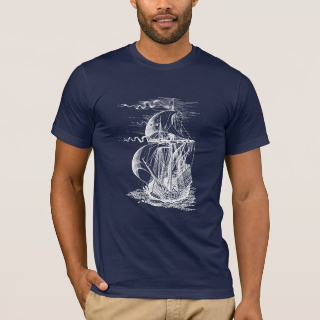 Vintages Segeln-Schiff T-Shirt (Vorderseite)