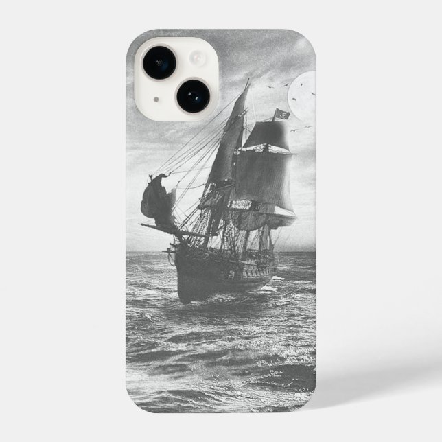 Vintages Segelschiff "Graue Pirate" iPhone Hülle (Rückseite)