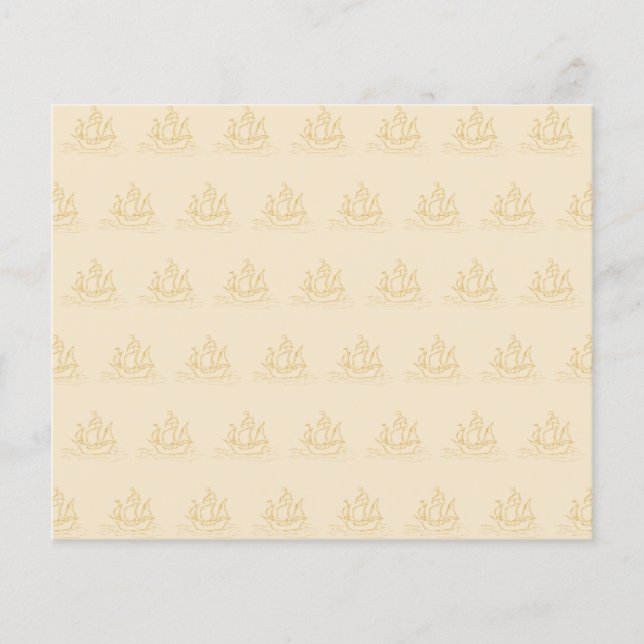 Vintages Segelschiff Muster, Beige Farbe. (Vorderseite)