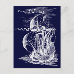 Vintages Segelschiff Postkarte