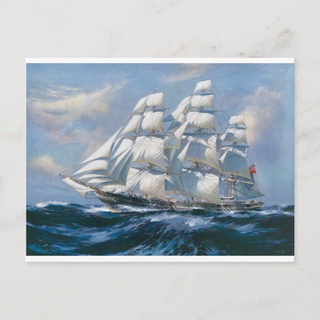 Vintages Segelschiff Postkarte (Vorderseite)