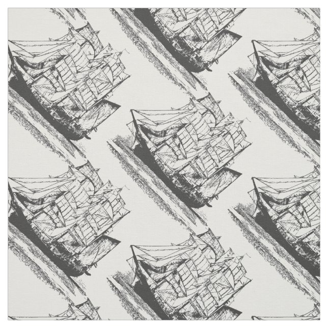 Vintages Segelschiff Windjammer Stoff (Muster)