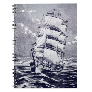 Vintages Segelschiff Zeichnend Schwarzmeerküste Notizblock
