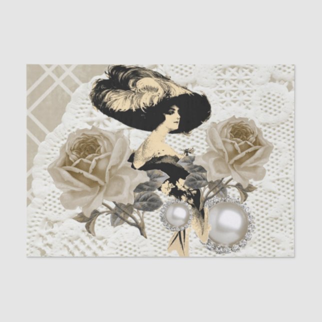Vintages Seidenpapier Damen-Ivory Lace Elegant (Vorderseite)