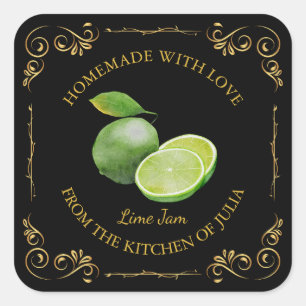 Vintages, selbst gemachte Limones Maram Square Lab Quadratischer Aufkleber
