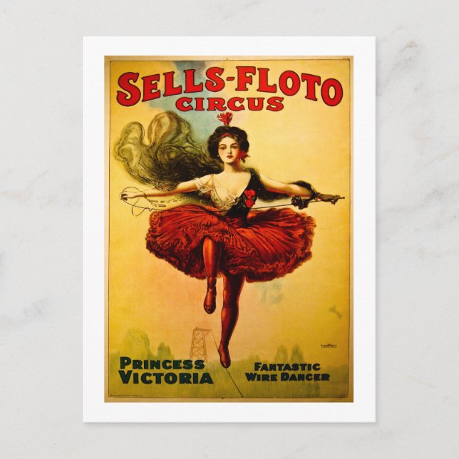 Vintages Sells Floto Circus Poster Postkarte (Vorderseite)