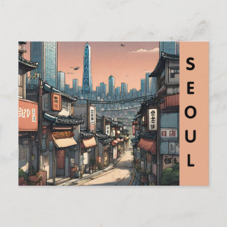 Vintages Seoul Süd-korea Sehenswürdigkeit Postkarte