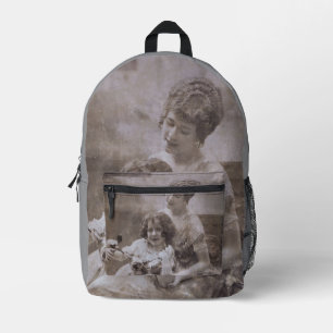 Vintages Sepia Mother & Child Portrait Bedruckter Rucksack