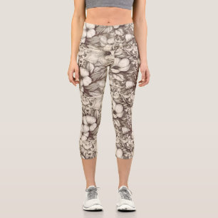 Vintages Sepia-Muster (10) Capri Leggings