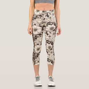 Vintages Sepia-Muster (12) Capri Leggings