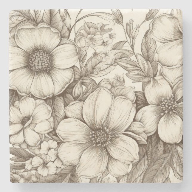 Vintages Sepia-Muster (13) Steinuntersetzer (Vorderseite)