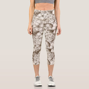 Vintages Sepia-Muster (14) Capri Leggings