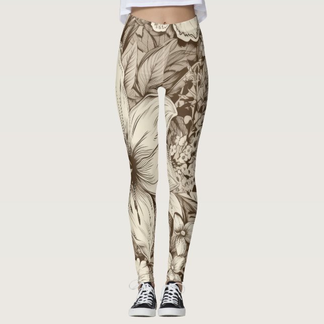 Vintages Sepia-Muster (3) Leggings (Vorderseite)