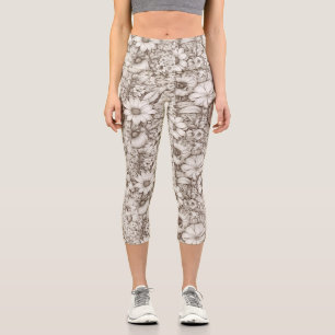 Vintages Sepia-Muster (5) Capri Leggings