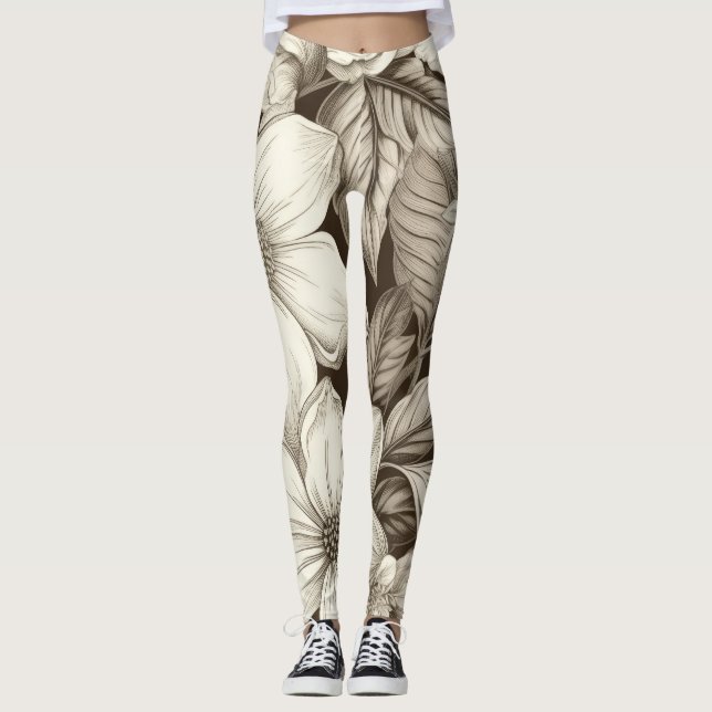 Vintages Sepia-Muster (6) Leggings (Vorderseite)