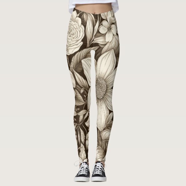 Vintages Sepia-Muster (7) Leggings (Vorderseite)