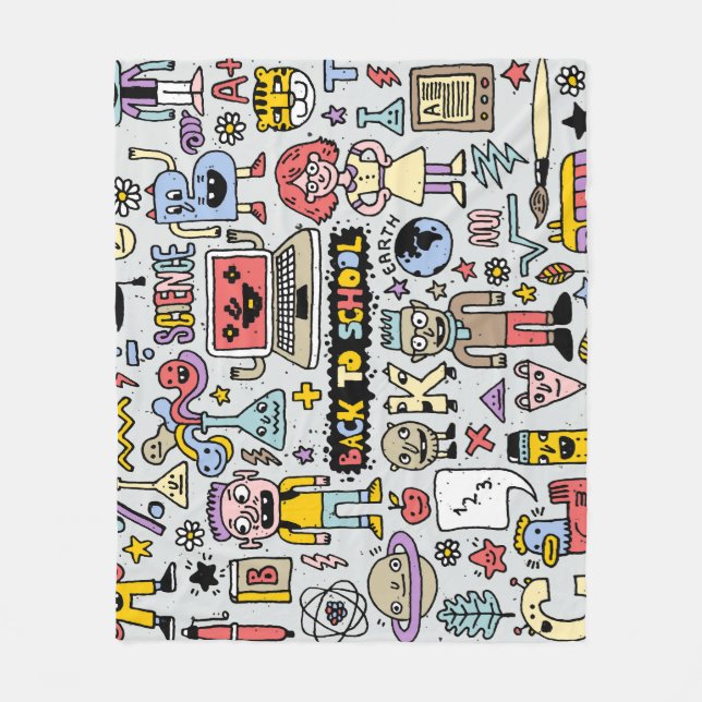 Vintages Set an der Doodle School Fleecedecke (Vorderseite)