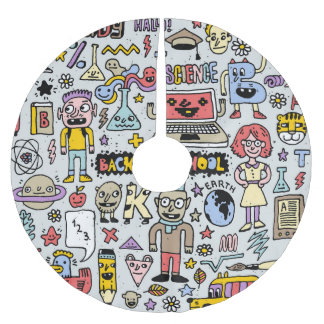 Vintages Set an der Doodle School Polyester Weihnachtsbaumdecke