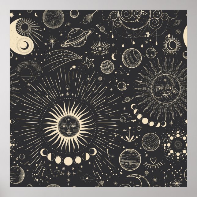 Vintages Set der Mondphasen. Unterschiedlich Poster (Vorne)