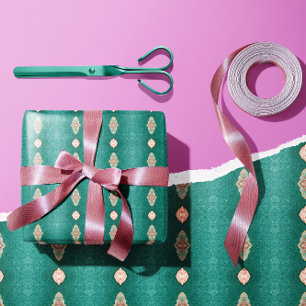 Vintages Set mit Blumenmuster und Aquamarinem Papi Geschenkpapier Set