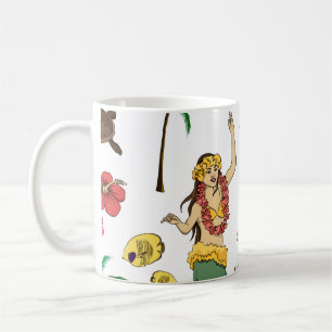  Vintages Set-Muster hawaiianischer Symbole und Sy Kaffeetasse