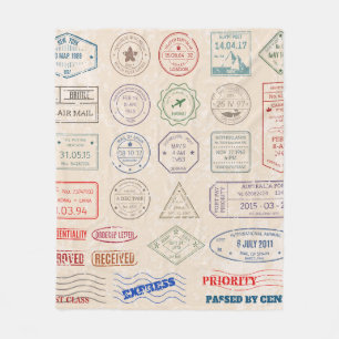 Vintages Set Vintage Briefmarke aus Ländern  Fleecedecke