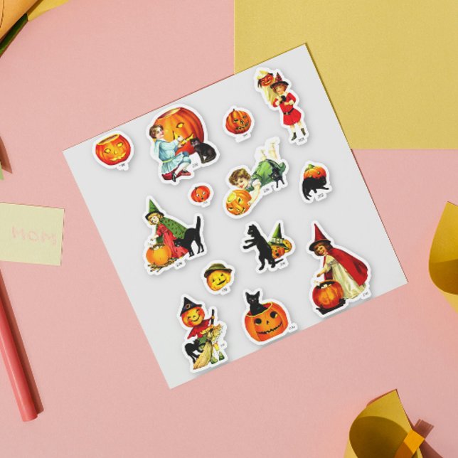 Vintages Set von Hexenkatze Halloween Aufkleber (Von Creator hochgeladen)