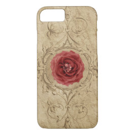 Vintages Shabby Chic Antique Single Rote Rose Case-Mate iPhone Hülle