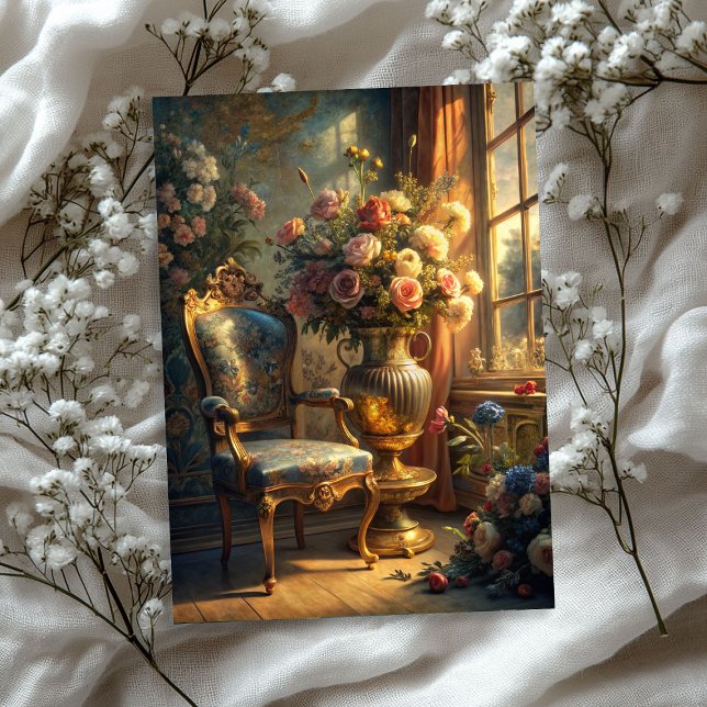 Vintages Shabby Chic Barockgoldsessel Rose Seidenpapier (Vintage shabby chic baroque gold armchair roses tissue paper)