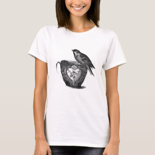 Vintages Shabby Chic Bird und Teebecher T - Shirt