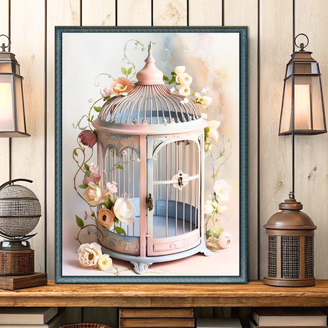 Vintages Shabby Chic Birdccage Wall Art Poster (Von Creator hochgeladen)